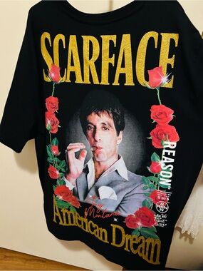 Reason Black Scarface 'American Dream' Graphic Tee with Red Roses